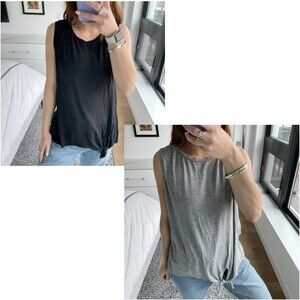 Design Lab Knotted Tank Top Bundle Grey and Black Medium